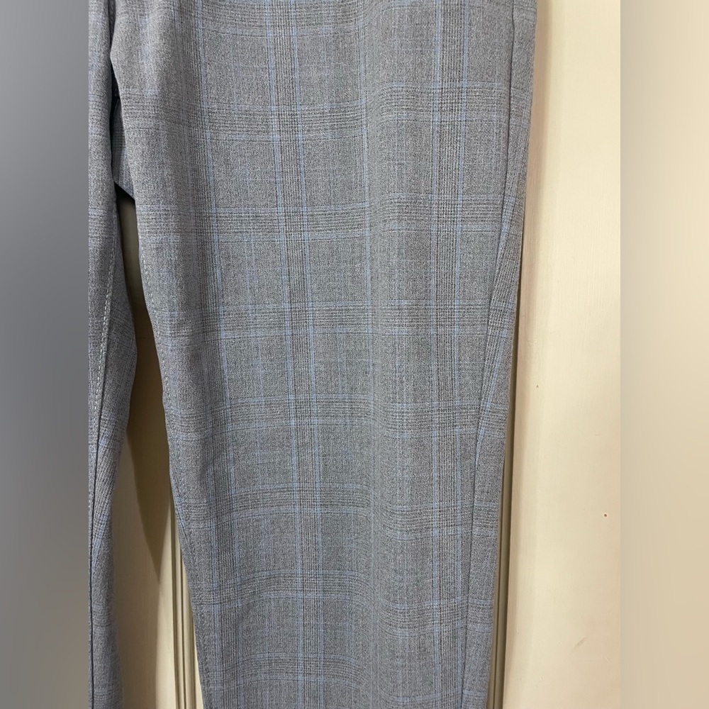 Zara Plaid Dress Pants Mens 32 Gray Slim Fit Ankle Flat Front Stretch - Picture 6 of 7